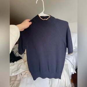 Ann Taylor Turtleneck Sweater - Dark Blue with Tan Accents